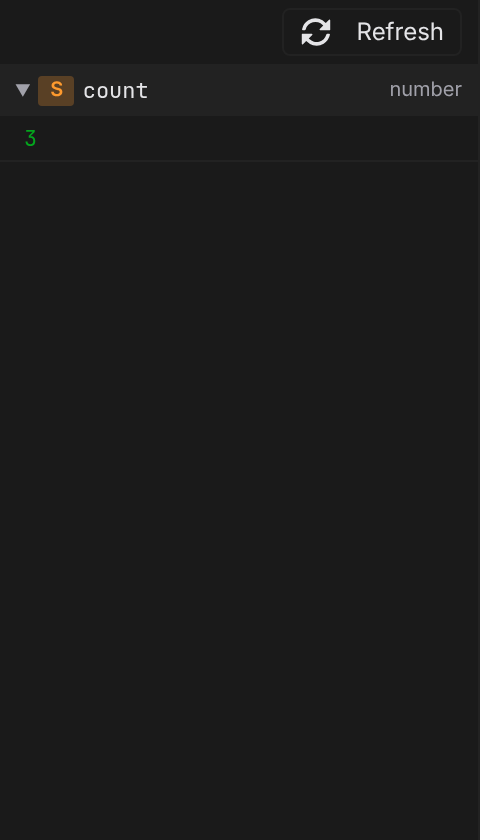 The Data activity with the count entry showing its live value