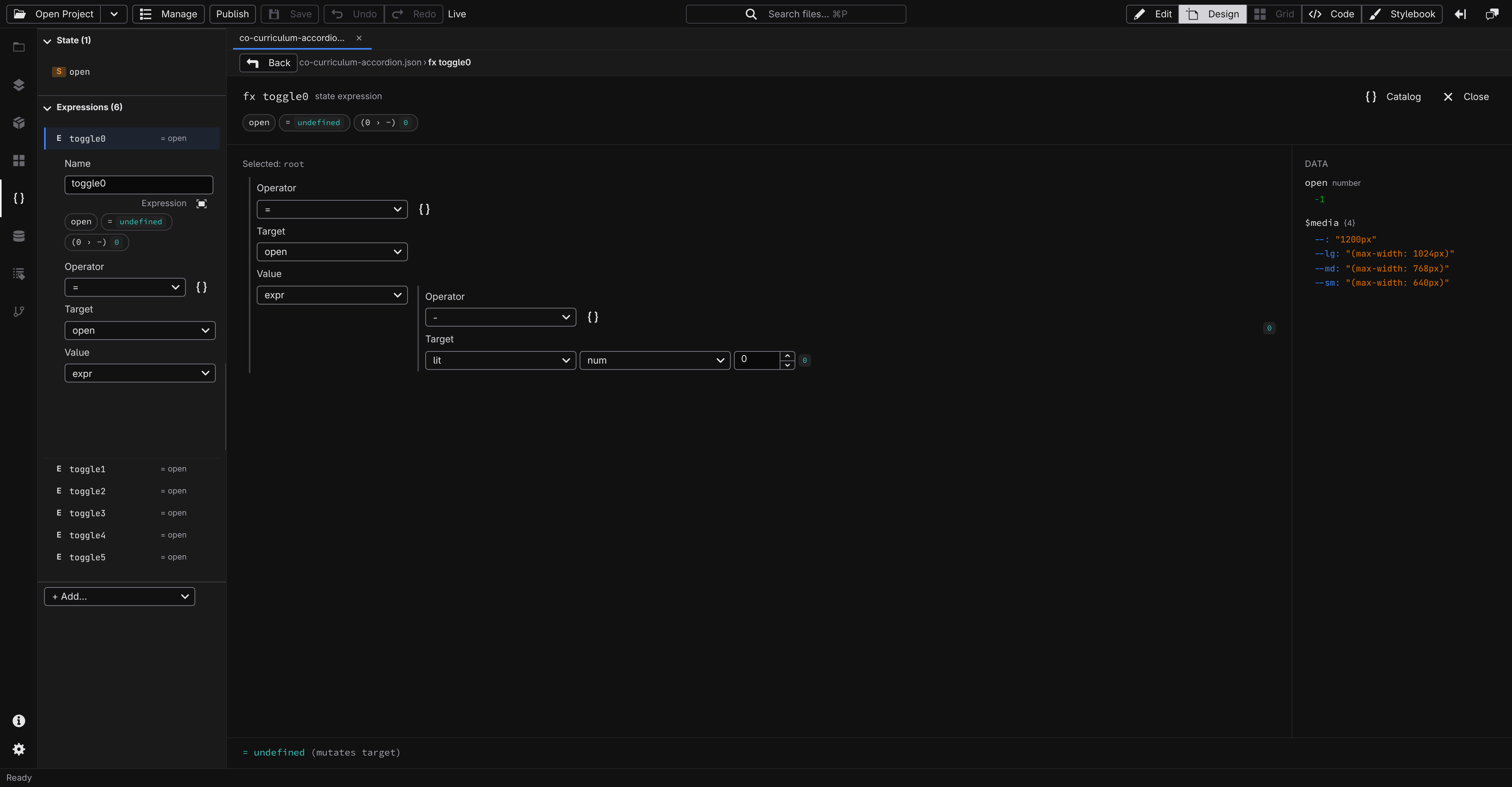 The full-screen formula workspace with the chip strip, selected-step editor, and data rail