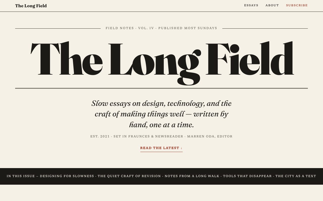 Preview of the The Long Field starter site