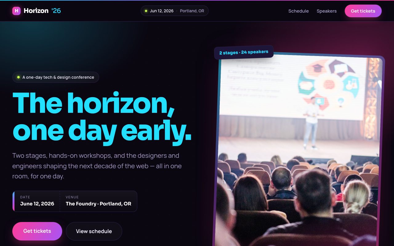 Preview of the Horizon Conf 2026 starter site