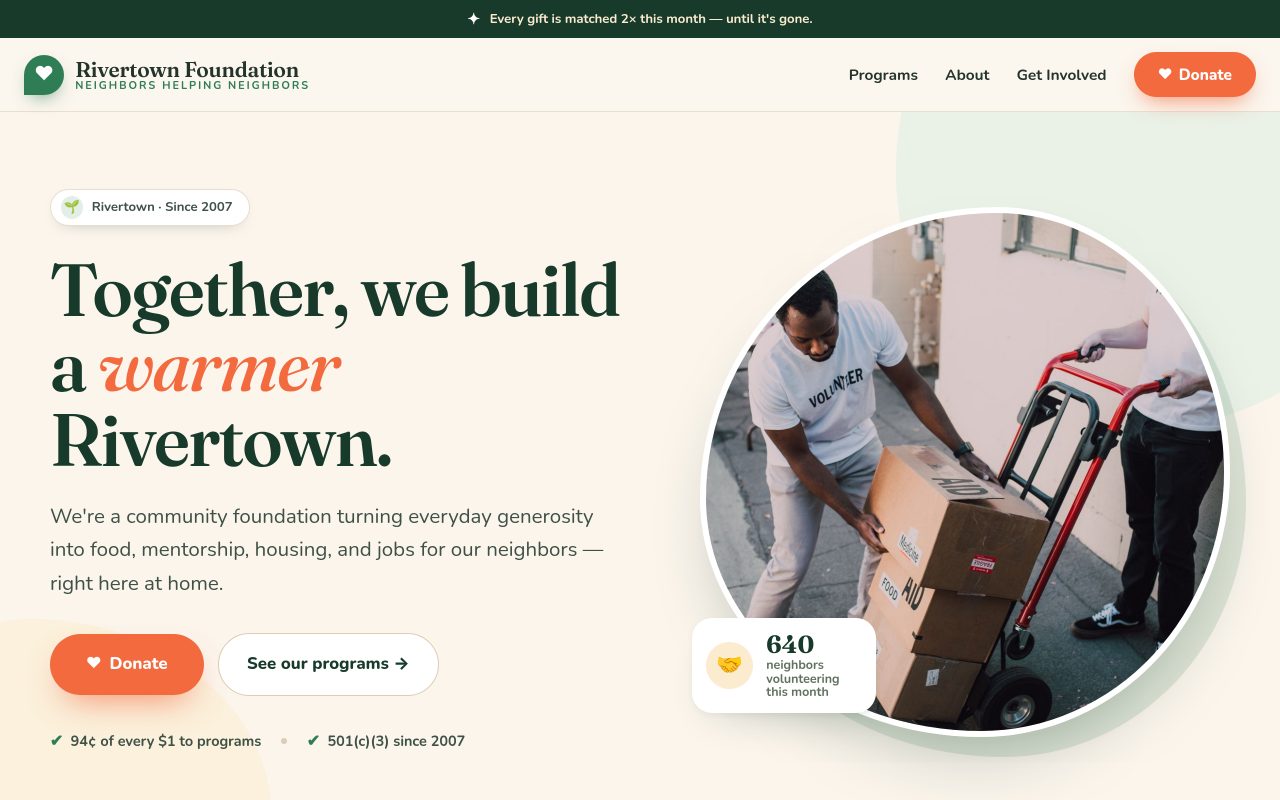 Preview of the Rivertown Foundation starter site