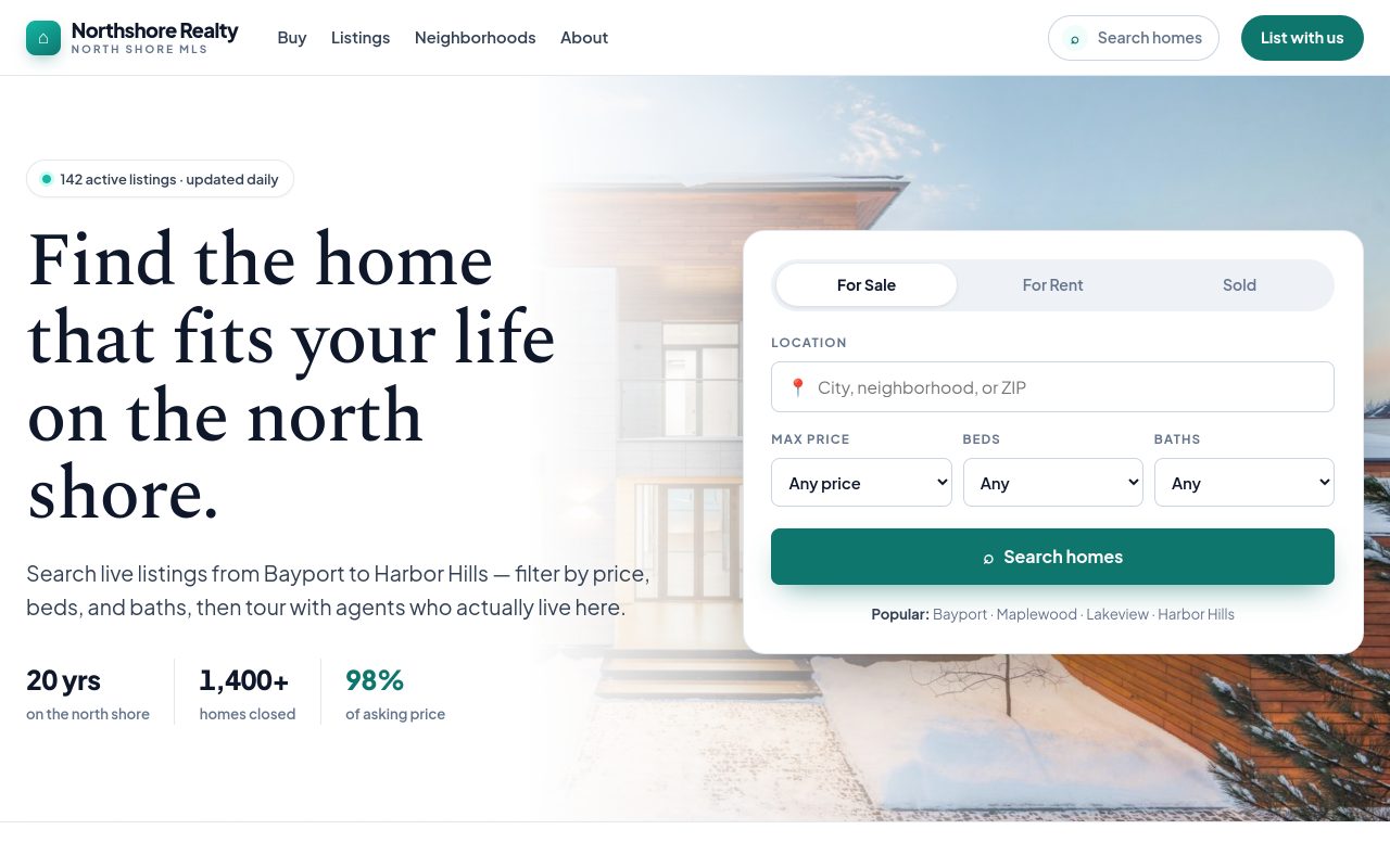Preview of the Northshore Realty starter site