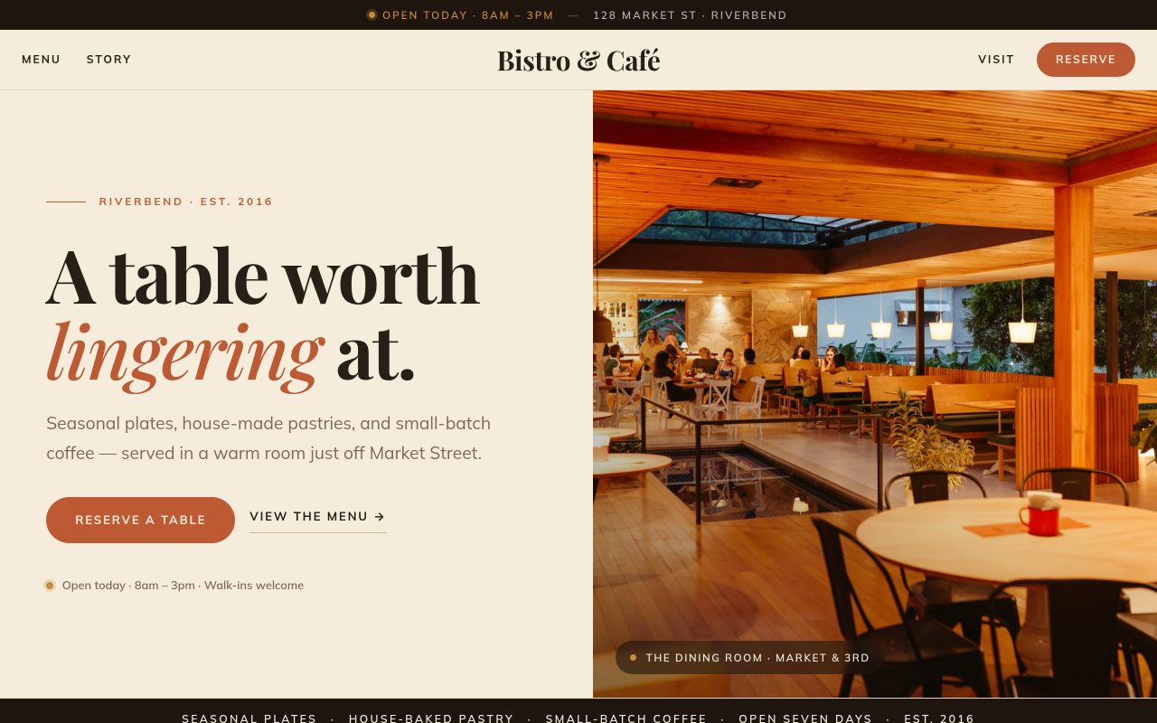 Preview of the Bistro & Café starter site