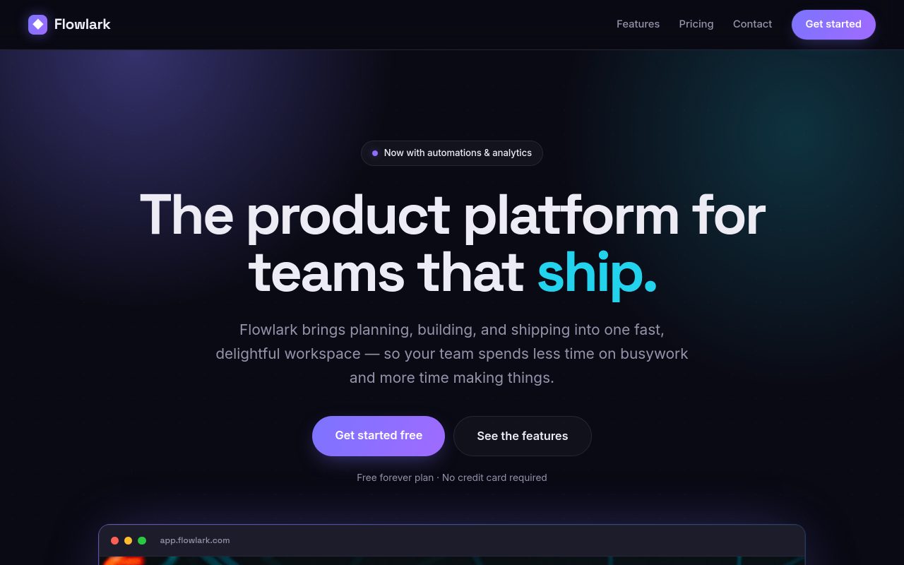 Preview of the Flowlark starter site